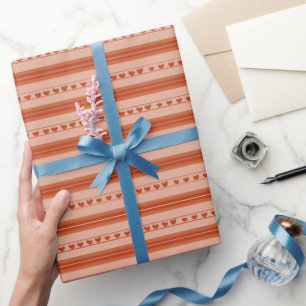 Papel De Presente Corações de Laranja Claro e Laranja Escuro em List