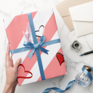 Papel De Presente Corações de namorados e da Linha Rosa