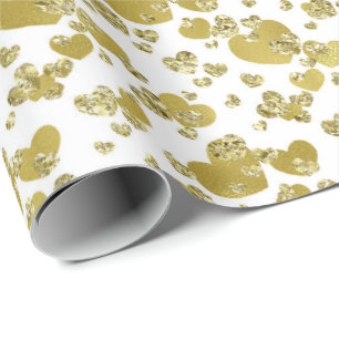 Papel De Presente Corações de ouro fofos padrão de ladrilhos de diam