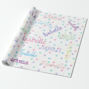 Papel De Presente Corações de Pastel HAMbWG Personalizáveis