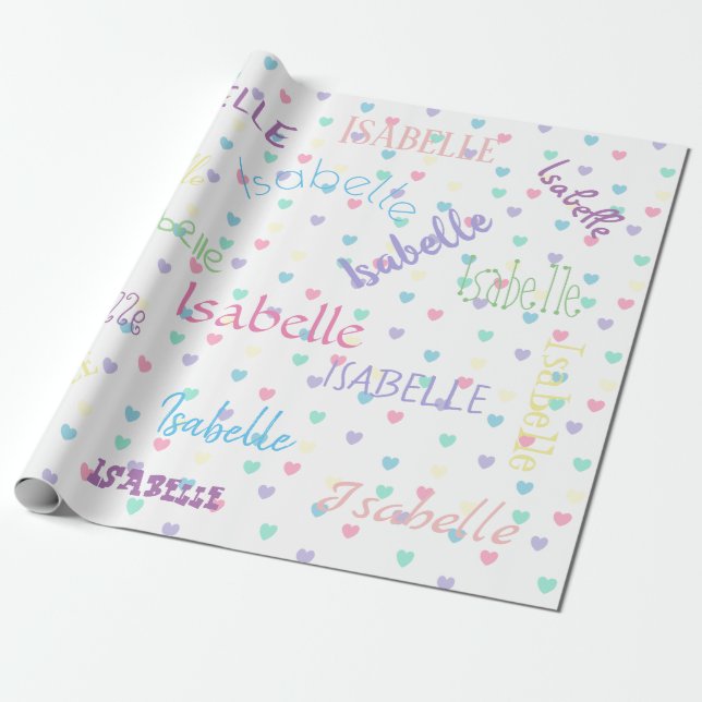 Papel De Presente Corações de Pastel HAMbWG Personalizáveis (Desenrolado)
