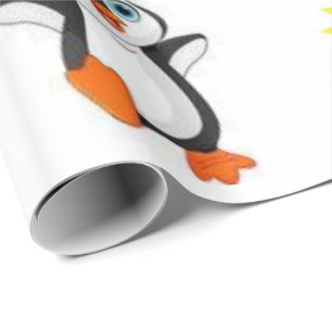Papel De Presente Corações de pinguins de papel para enrolamento de 