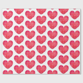 Papel De Presente Corações de puzzle vermelhos, padrão contínuo em a