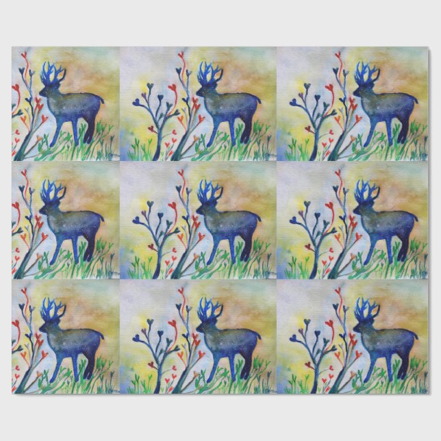 Papel De Presente Corações de Reindeer Amam Matte Wrapping Paper (Aberto)