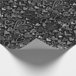 Papel De Presente Corações do dia dos namorados no preto