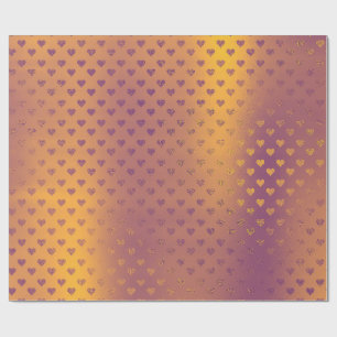 Papel De Presente Corações Dourados de Bronze de Mostarda Confetti M