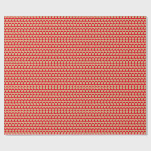 Papel De Presente Corações Dourados em Fundo Vermelho
