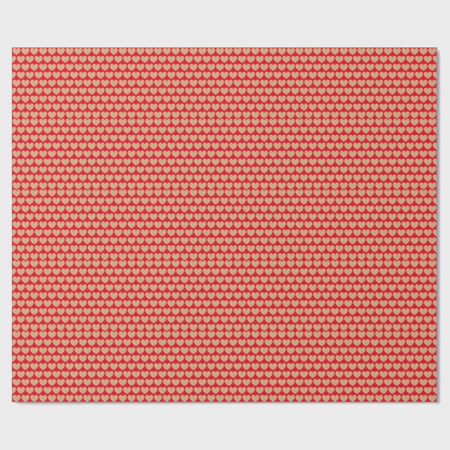 Papel De Presente Corações Dourados em Fundo Vermelho (Aberto)