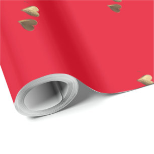 Papel De Presente Corações Dourados vermelhos e falsos Namorados rom