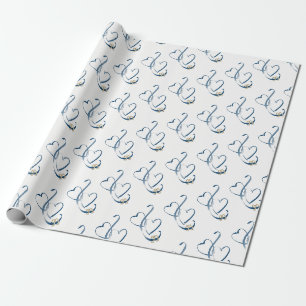 Papel De Presente "Corações e Anéis de Casamento"