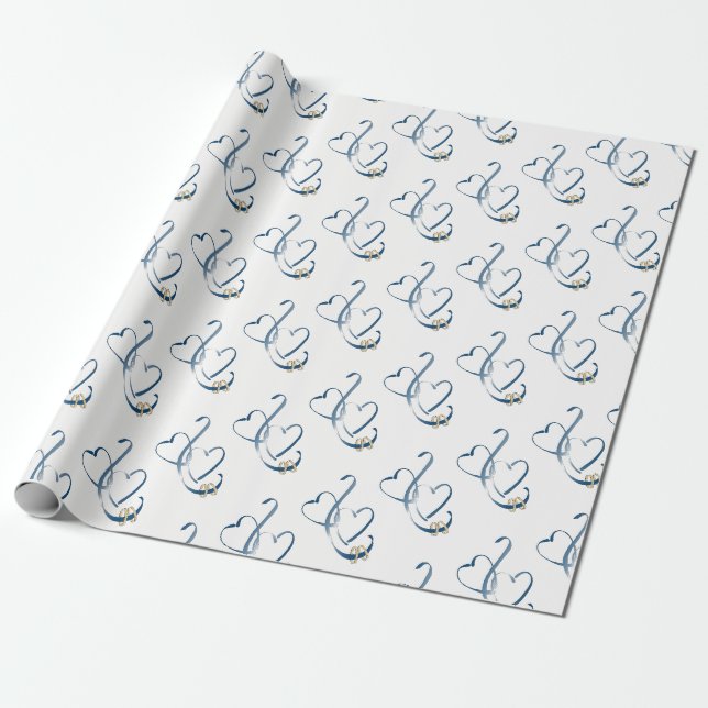 Papel De Presente "Corações e Anéis de Casamento" (Desenrolado)