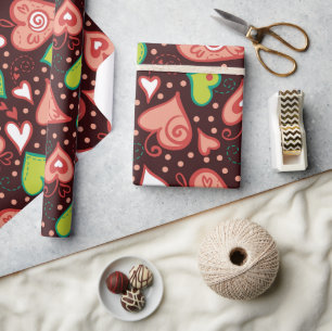 Papel De Presente Corações e Flores