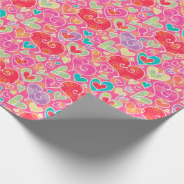 Papel De Presente Corações e flores do dia dos namorados