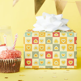 Papel De Presente Corações e Maçãs