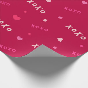 Papel De Presente Corações e símbolo de xoxo para abraços e beijos