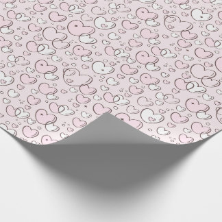 Papel De Presente Corações em Bolhas Desenhados à Mão Rosa Bonito do