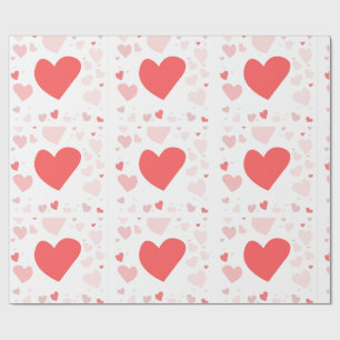 Papel De Presente Corações espalhados de coral e blush