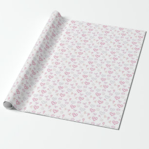 Papel De Presente Corações, Fitas e Rochas