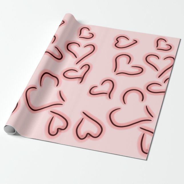 Papel De Presente Corações Fofos Vermelhos (Desenrolado)