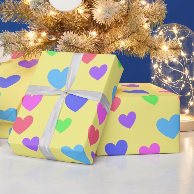 Papel De Presente Corações Glidificantes - Cores de Pastel Assorcido (Feriados)