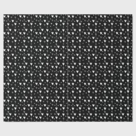 Papel De Presente Corações Góticos Preto e Branco