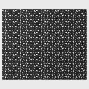 Papel De Presente Corações Góticos Preto e Branco