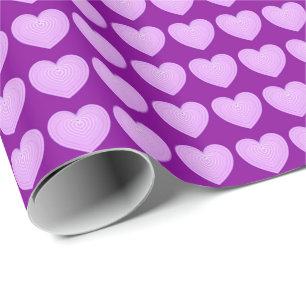 Papel De Presente Corações lavanda pastéis em um fundo roxo profundo