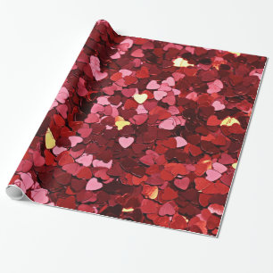 Papel De Presente Corações legal do brilho do vermelho & do ouro d