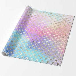 Papel De Presente Corações Metálicos Casa Aqua Oceano Azul Dourado R