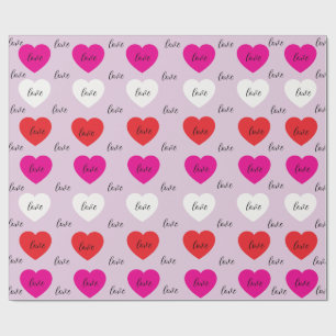 Papel De Presente Corações Minimalistas Padrão de Amor 