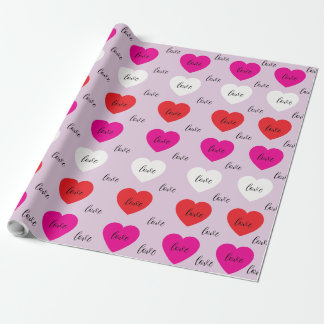 Papel De Presente Corações Minimalistas Padrão de Amor