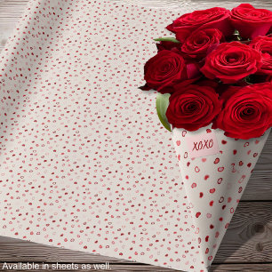 Papel De Presente Corações - Ombre Vermelho e Rosa em Cimento Offwhi