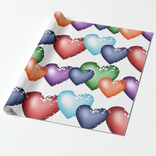 Papel De Presente Corações Padrão sem costura (Desenrolado)