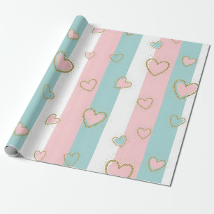 Papel De Presente Corações Pastel Modernos com Destaques Sutis em Do
