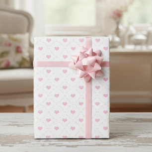 Papel De Presente Corações Pequenos Cor-de-Rosa Doces e Macios