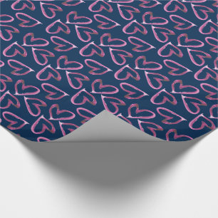 Papel De Presente Corações pintados à mão pequenos