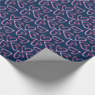 Papel De Presente Corações pintados à mão pequenos