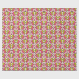 Papel De Presente Corações rosa e verde