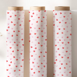 Papel De Presente Corações Rosa e Vermelho