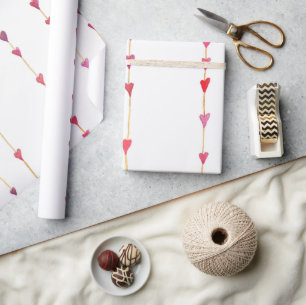 Papel De Presente Corações Rosa em um Dia de os namorados de Cordas