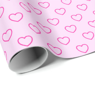 Papel De Presente Corações Rosa Enfeitiçantes em Rosa Claro