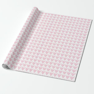 Papel De Presente Corações Rosa Pastel