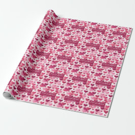 Papel De Presente Corações Rosa & Texto Personalizado Eu Te Amo do D