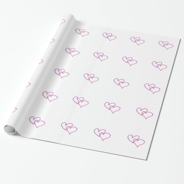Papel De Presente Corações Roxos e Rosa (Desenrolado)