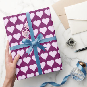 Papel De Presente Corações Roxos Violetos Mínimos