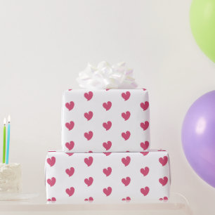 Papel De Presente Corações Sinceros - Rosa e Branco -