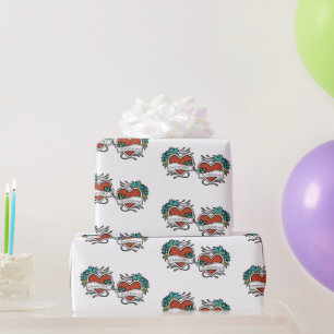 Papel De Presente Corações Tatuados, Tatuagem Gráfico Personaliza