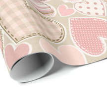 Corações Têxteis de Artesanato Rosa-Cor-de-Corte