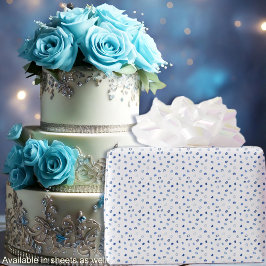 Papel De Presente Corações - Vários Azuis sobre Branco - Rolos