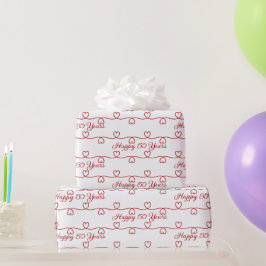 Papel De Presente Corações Vermelhas do 50º aniversário